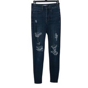 SO High Rise Ultimate Skinny Distressed Blue Jeans 0/24W